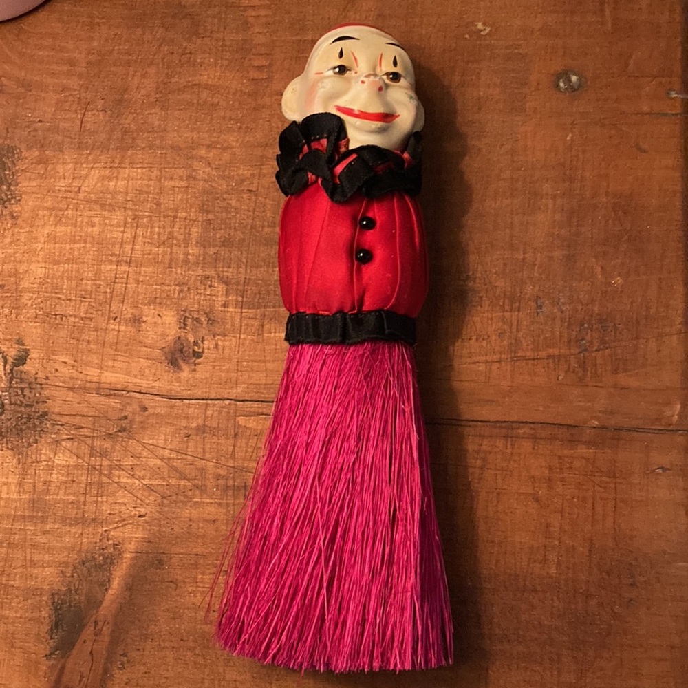 Vintage Circus Clown Doll Head Brush